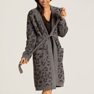 Barefoot Dreams Cozychic Leopard Robe Graphite Carbon Large